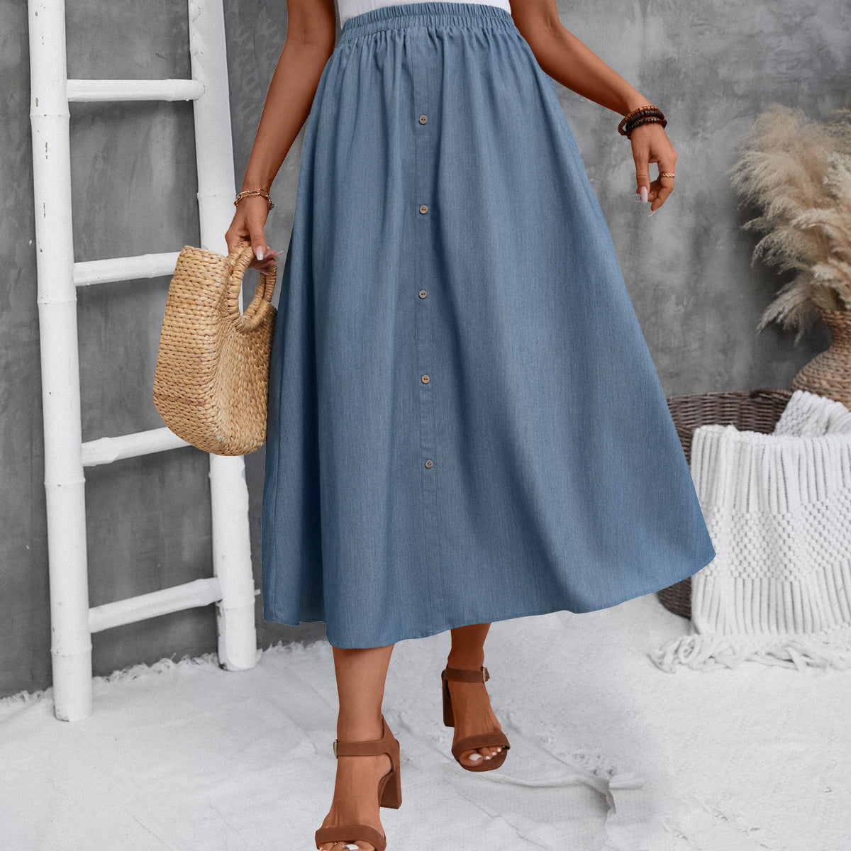Women's Button-Front Maxi Skirt