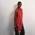 Women's Asymmetrical Wrap Top with Elegant Scarf