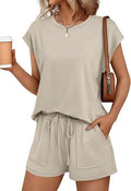 Women's Comfortable Lounge Set with Elastic Waist and Pockets