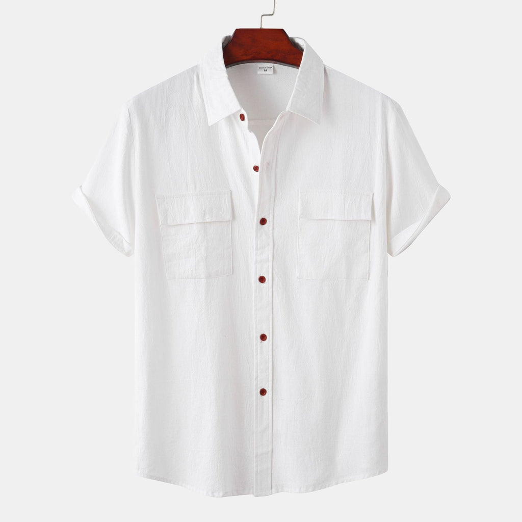 Women's Short-Sleeve Shirt with Practical Chest Pockets and Casual Structure