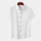 Women's Short-Sleeve Shirt with Practical Chest Pockets and Casual Structure