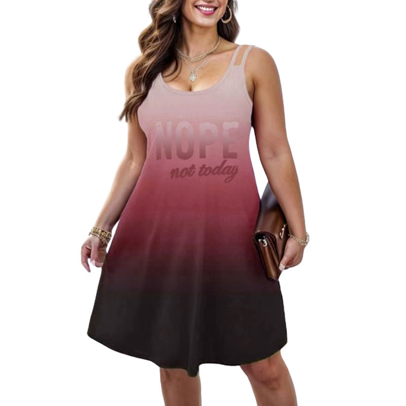 Women's Sleeveless Summer Dress with V-Neck and Gradient