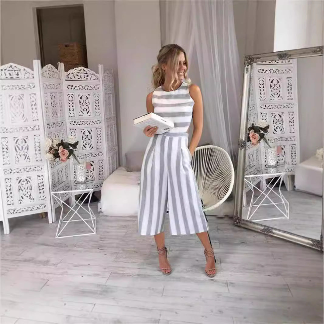 Women's Jumpsuit with Elegant Stripes and Fitted Cut
