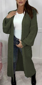 Women's Chunky Knit Cardigan with Open Sleeves