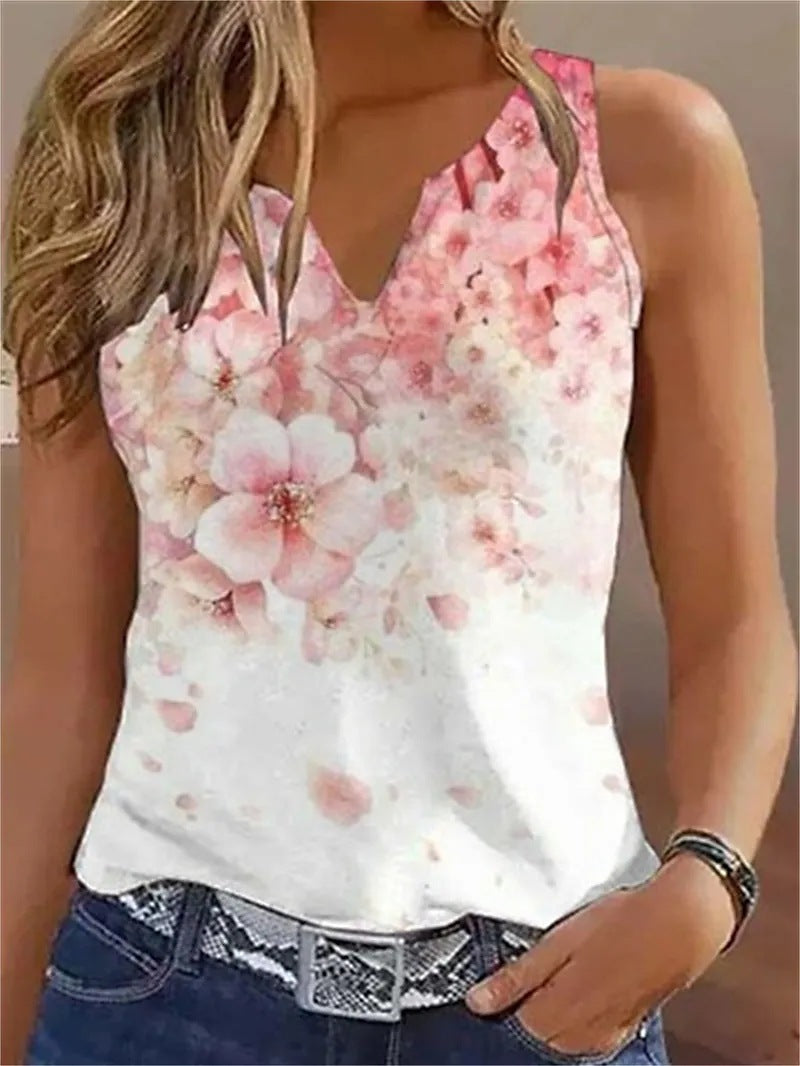 Women's Sleeveless Floral Blouse