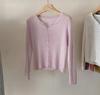 Women's Fitted Cardigan with Button Closure and Ribbed Texture