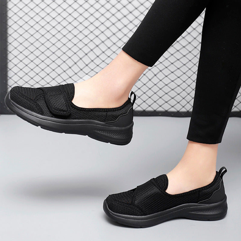 Women's Breathable Slip-On Sneakers with Practical Hook-and-Loop Closure