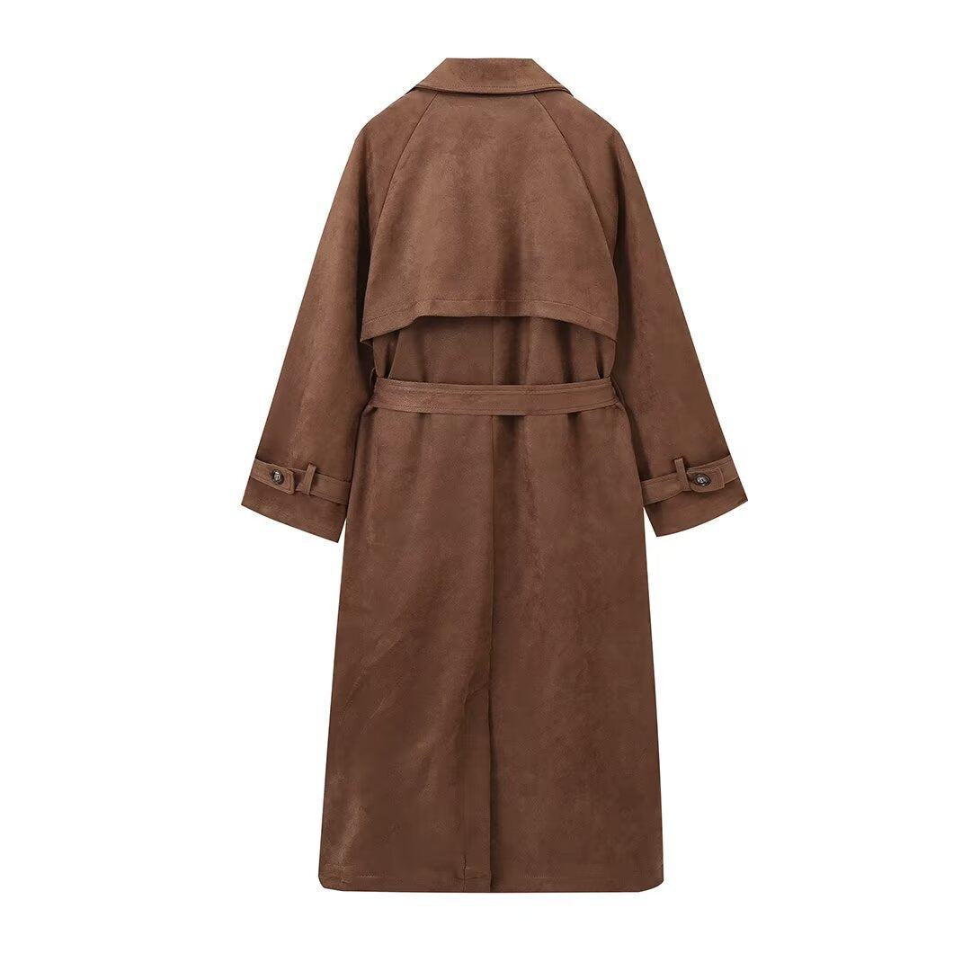 Elegant Suede Trench Coat