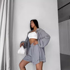 Women's Relaxed Shorts Set with Oversized Shirt