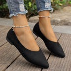 Women's V-Neck Suede-Look Ballet Flats
