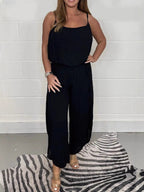 Women's Airy Jumpsuit with Wide Cut and Adjustable Straps