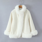 Elegant Faux Fur Jacket with Soft Collar and Modern Details