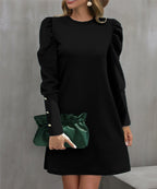 Women's Elegant Puff-Sleeve Dress