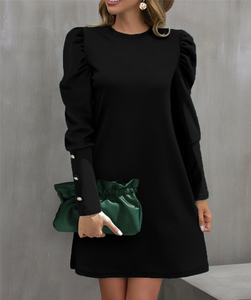 Women's Elegant Puff-Sleeve Dress