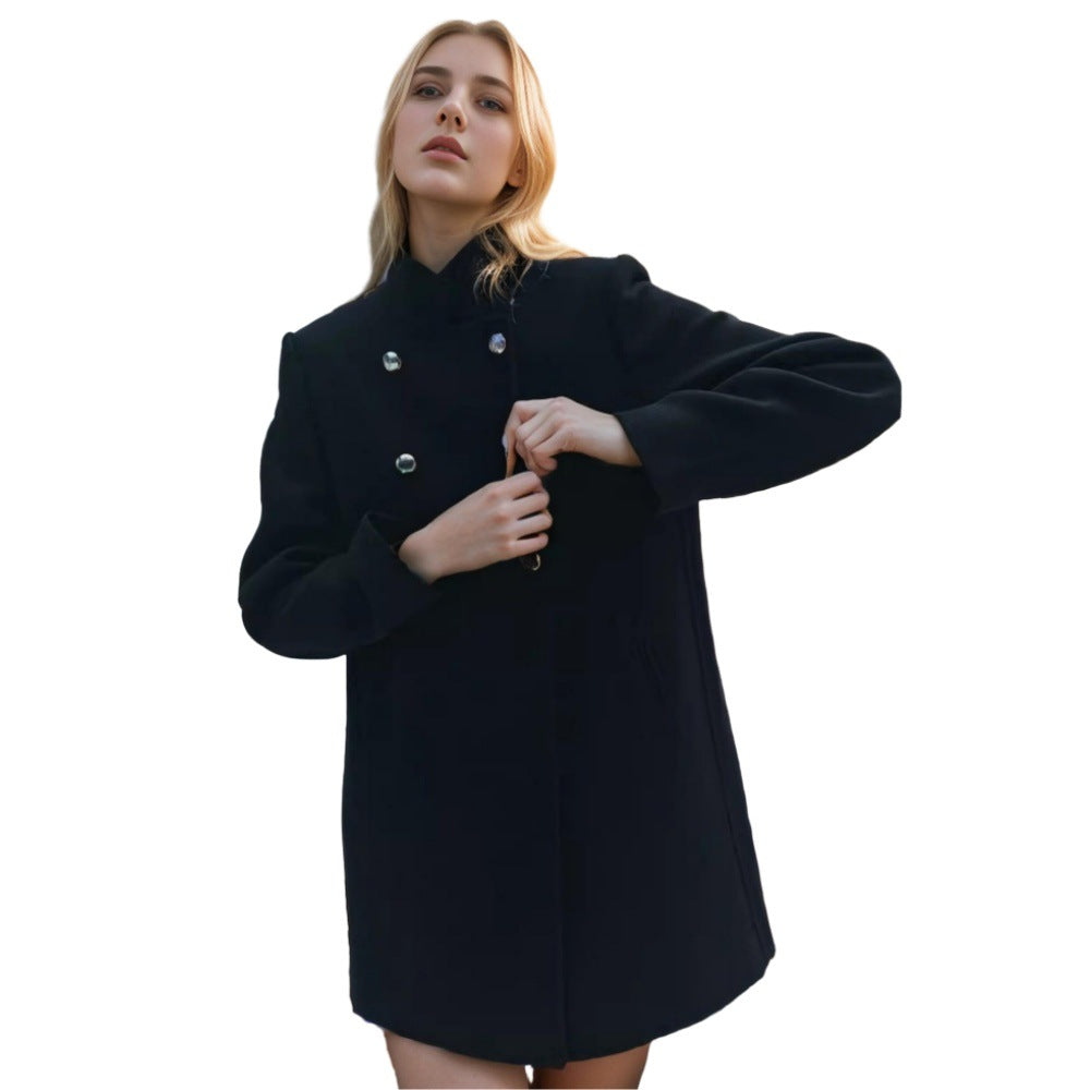 Elegant Duffle Coat with Double-Breasted Button Placket and Luxurious Details
