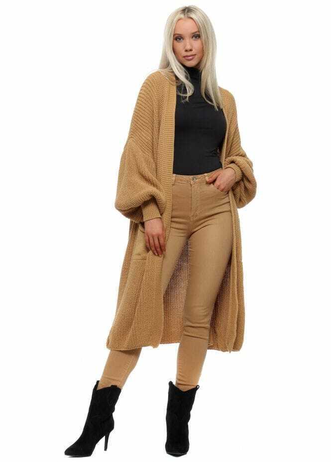 Women's Long Knit Coat with Spacious Pockets