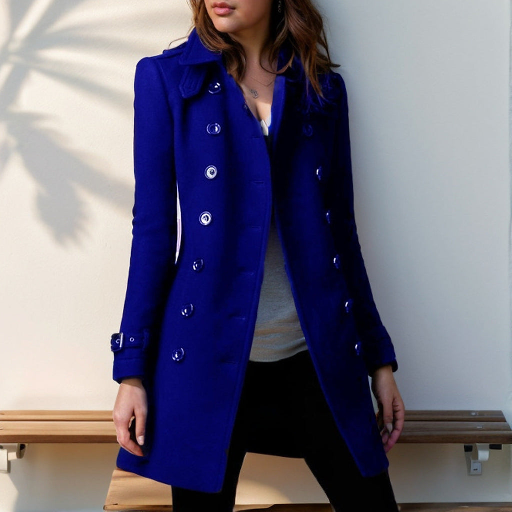 Elegant Transitional Coat with Double-Breasted Button Front