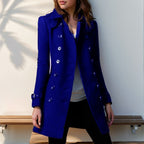 Elegant Transitional Coat with Double-Breasted Button Front