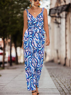 Women's Jumpsuit with Fashionable Wrap Design and Colorful Spiral Pattern