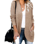 Women's Casual Knit Coat with Pockets and Open Front