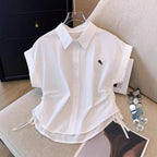 Women's Short-Sleeve Blouse with Side Ruching