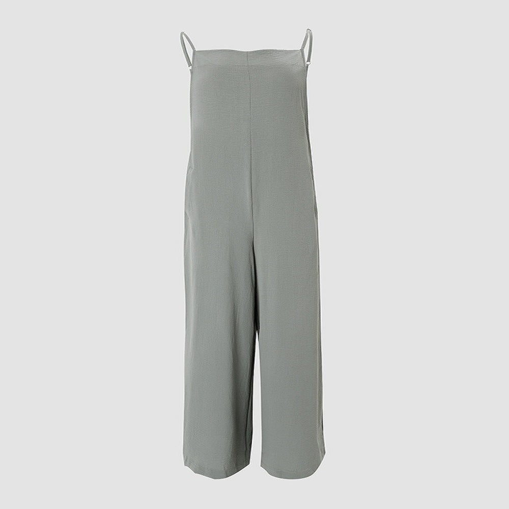 Women's Casual Wide-Leg Jumpsuit with Pockets