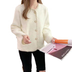Women's Bouclé Jacket with Elegant Pearl Buttons