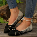 Women's Ballet Flats with Elegant Bow Design and Breathable Surface Structure