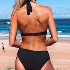 Women's Swimsuit with Stylish Halter Neck and Elegant Knot