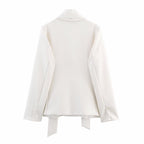Women's Blazer Jacket with Elegant Bow Detail and Figure-Hugging Cut