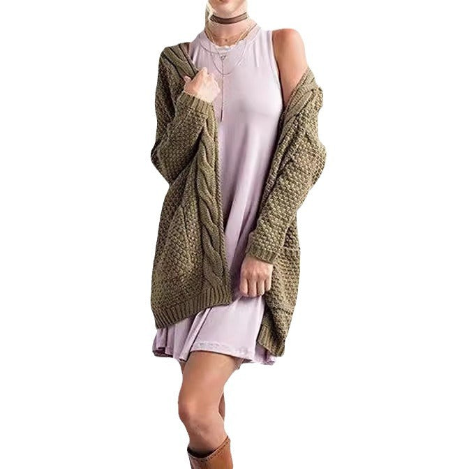 Cozy Knit Cardigan with Pockets and Cable Knit Pattern