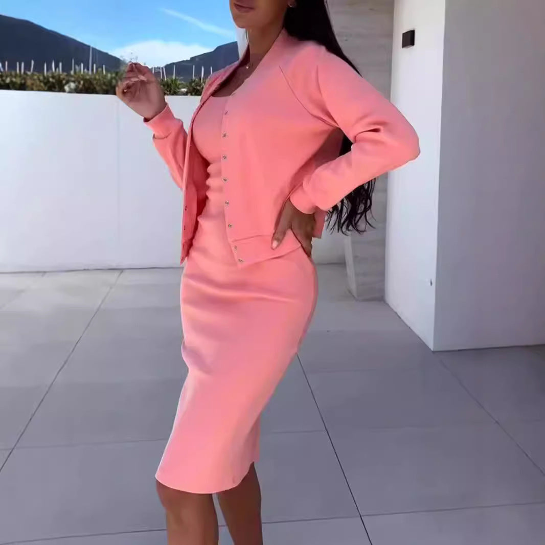 Women's Fashionable Sweat Dress and Jacket Set