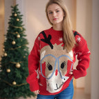 Women's Festive Reindeer Print Sweater