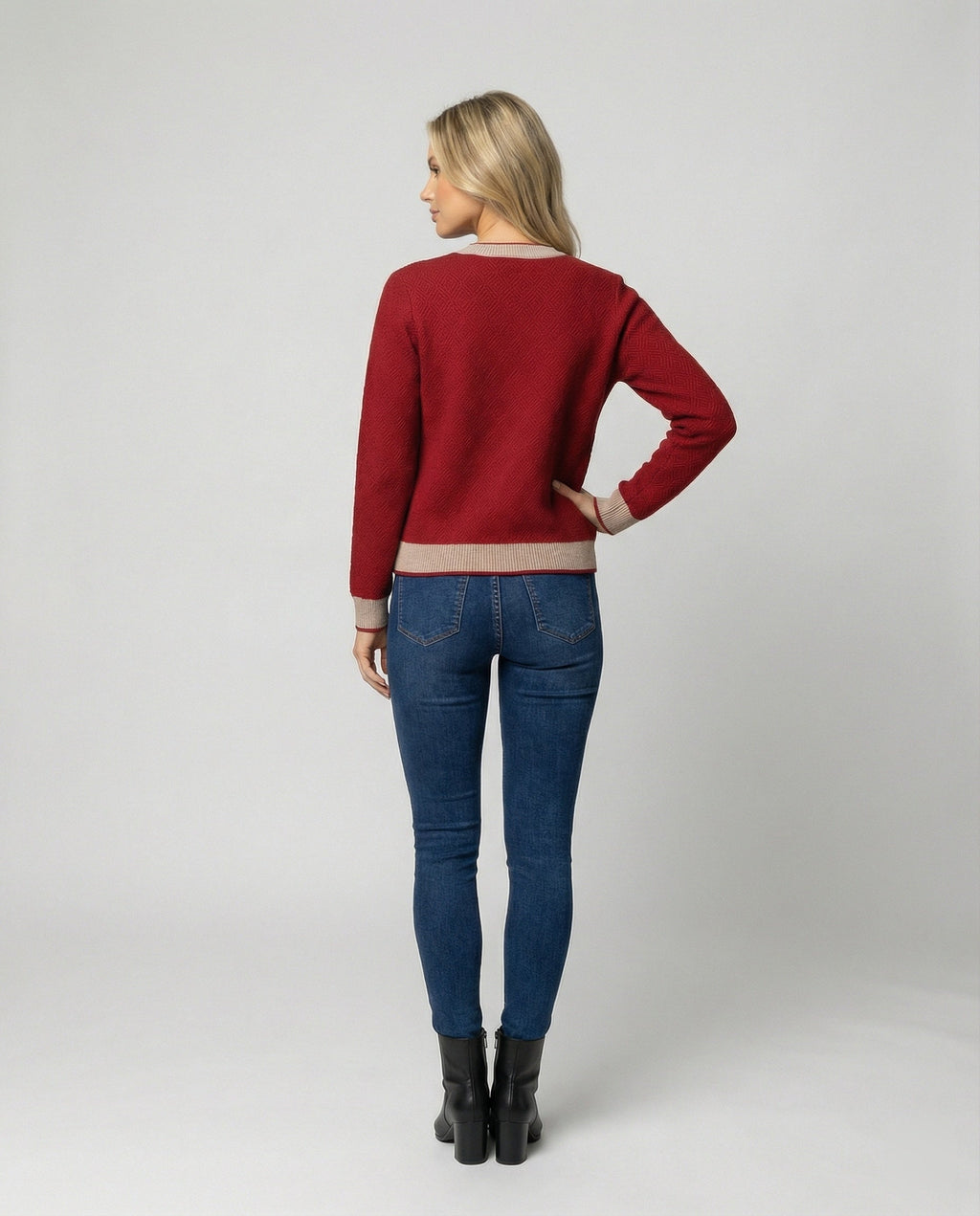 Two-Piece Knit Set with Pearl-Button Cardigan and Wide-Leg Trousers