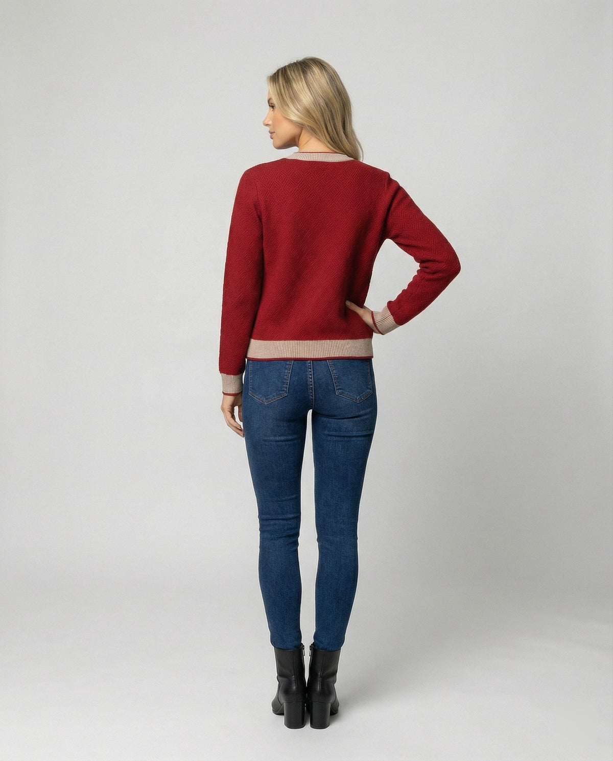 Two-Piece Knit Set with Pearl-Button Cardigan and Wide-Leg Trousers