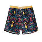 Women's Swim Trunks with Elastic Waist and Geometric Pattern