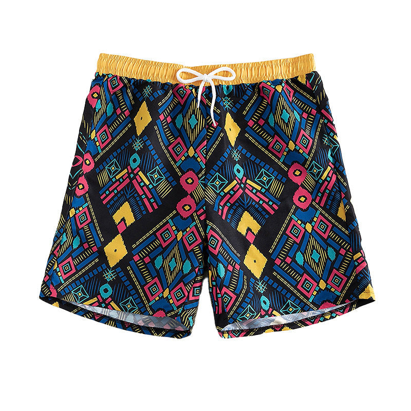 Women's Swim Trunks with Elastic Waist and Geometric Pattern