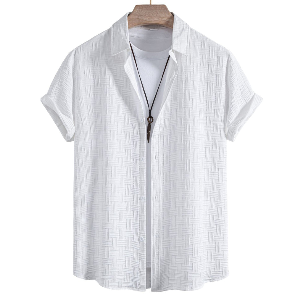Women's Short Sleeve Shirt with Textured Pattern