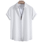 Women's Short Sleeve Shirt with Textured Pattern