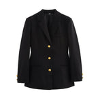 Women's Elegant Plaid Blazer with Gold Buttons