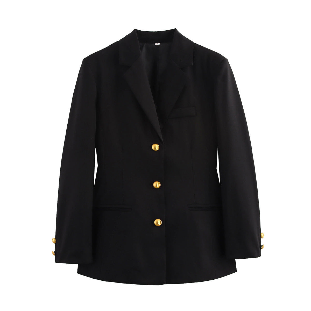 Women's Elegant Plaid Blazer with Gold Buttons