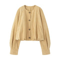 Women's Elegant and Loose Faux Leather Blouse Jacket