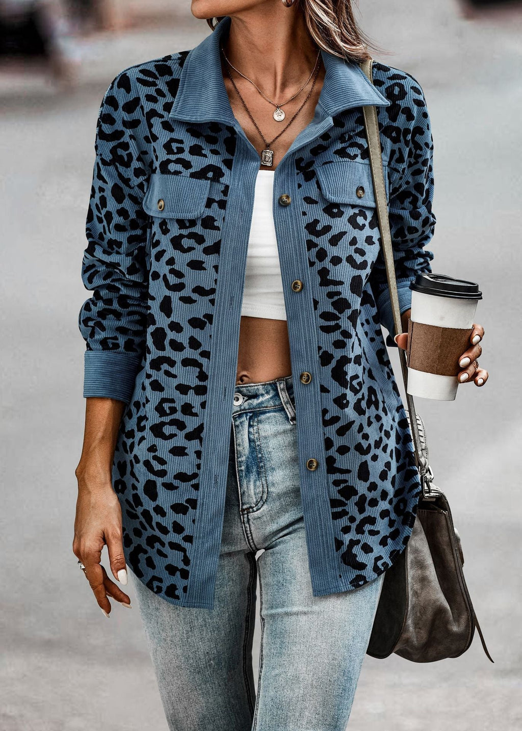 Women's Fashionable Leopard Print Overshirt