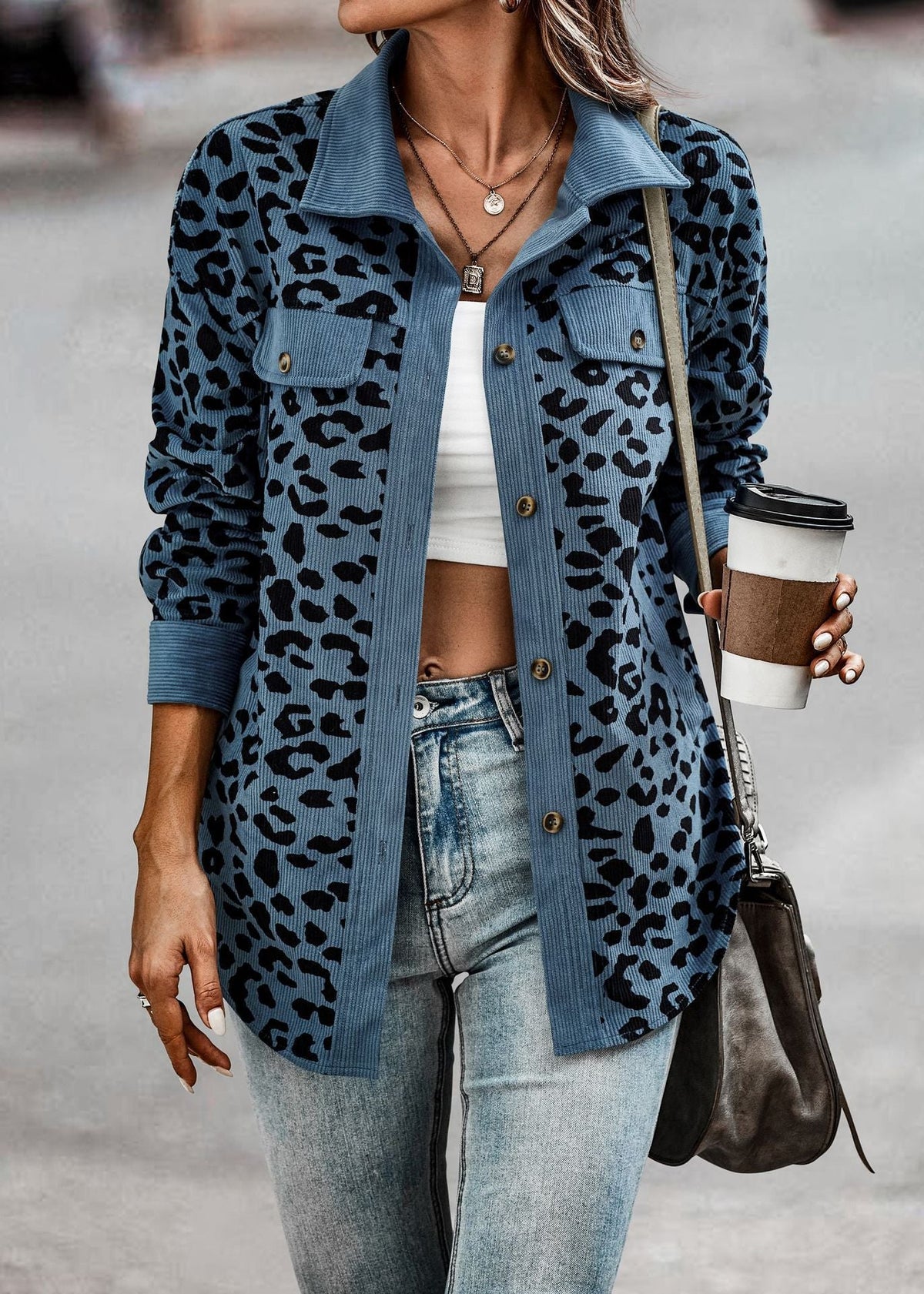 Women's Fashionable Leopard Print Overshirt