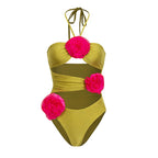 Women's Swimsuit Set with Playful Floral Decorations