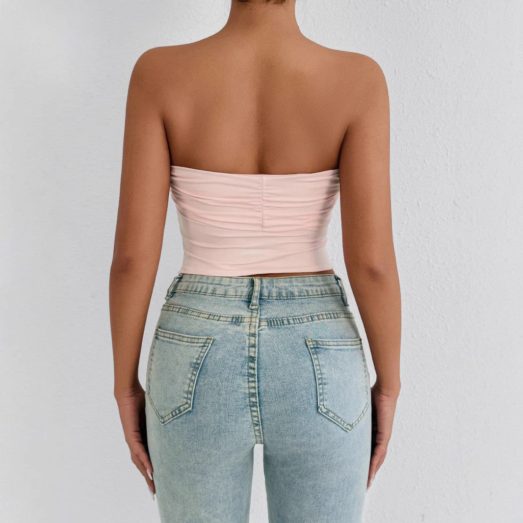 Women's Bandeau Crop Top with Knot Design