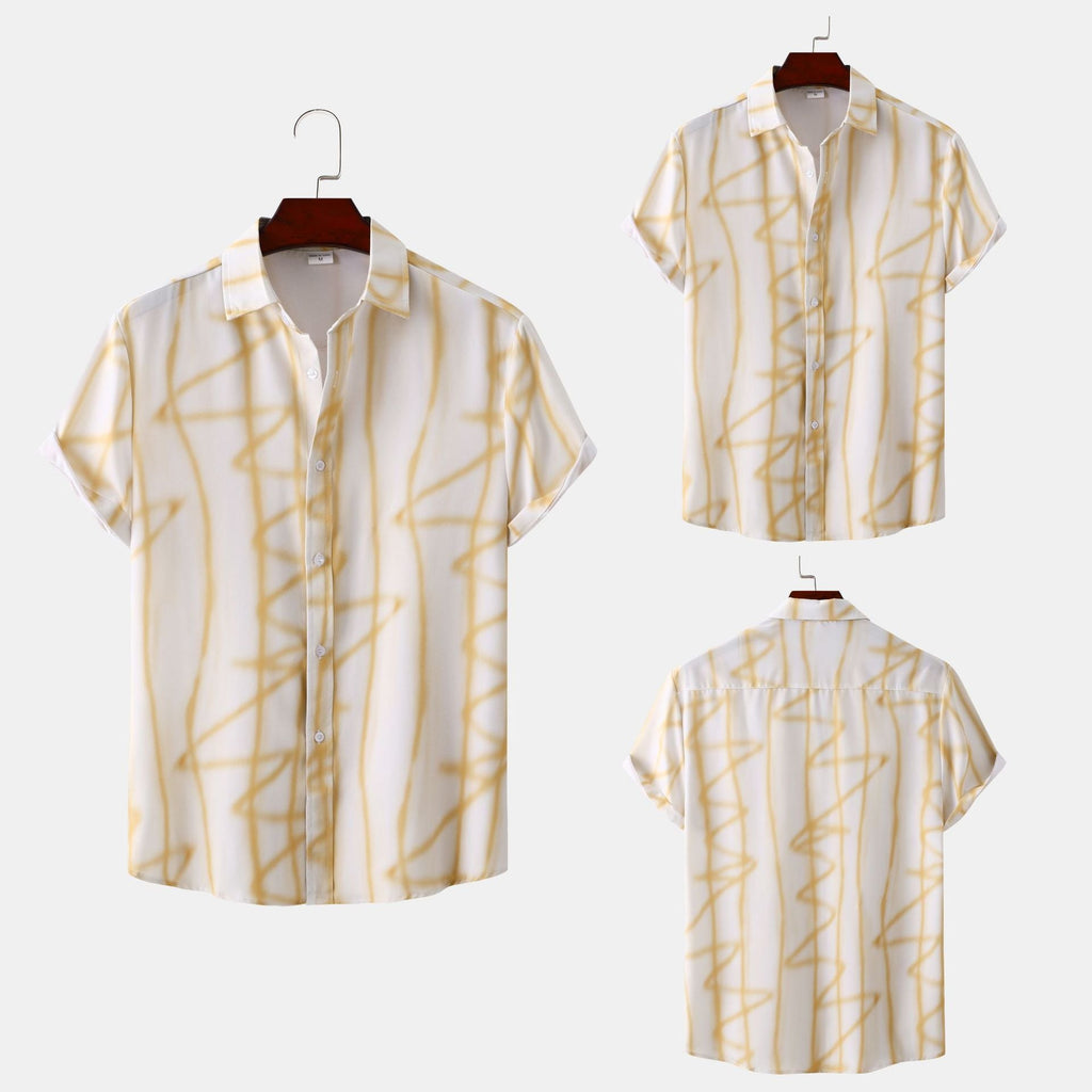 Women's Short-Sleeve Blouse with Modern Abstract Print