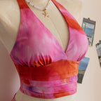 Women's Swimsuit Set with Asymmetrical Ruffle and Trendy Top