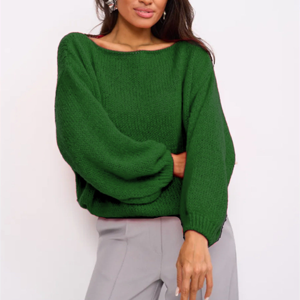 Women's Fluffy Off-Shoulder Sweater with Dropped Shoulders