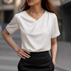 Women's Elegant V-Neck Short-Sleeve Blouse